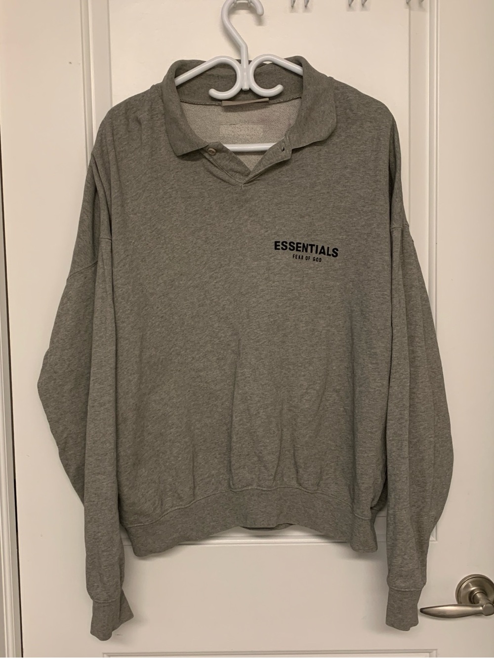 Essentials Fear Of God Polo Sweatshirt Mens Medium Oversized Grey Streetwear